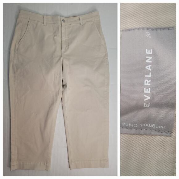 EVERLANE straight leg crop khaki pants women’s plus size 20 Stretch - Picture 1 of 9
